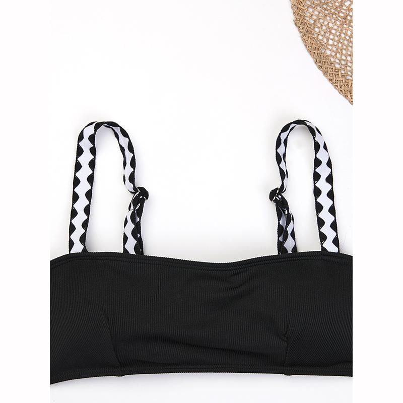 Split Swimsuit Pure Color Tight Sexy Beach Bikini Solid Color Two Piece Swimwear For Women Summer Bathing Suit