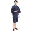Fuuka Plus Size Jinbei Top and Bottom Cotton and Shijira Summer Samue Day Gift Men's Set, Linen, Weave, Pajamas, Loungewear, Father's (L, [WN06]