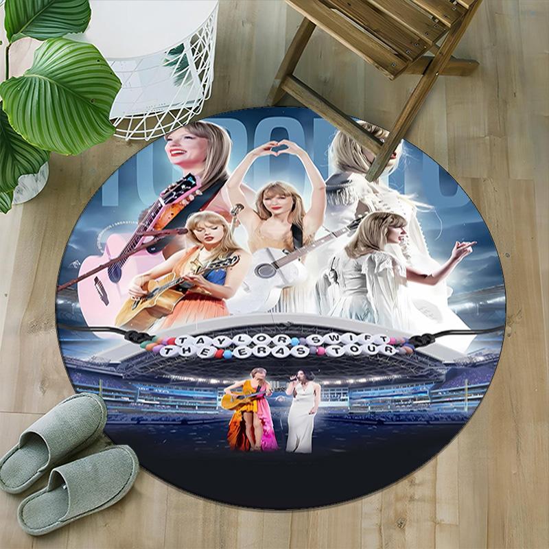 1pc Taylor Swift2 Print Round Carpet Chair Round Carpet Suitable for Bedroom Living Room Home Decorative Carpet