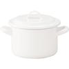 Nichi Nichi Dougu Noda Horo Enamel Casserole with Lid, Induction Compatible, Made In Japan, White, 14cm, YN-W14