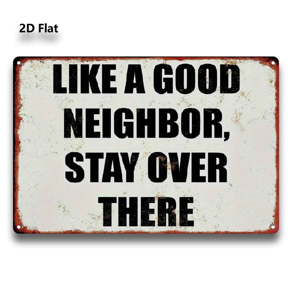 Stay Over There Aluminum Sign Vintage Neighbor Humor Yard Farmhouse Wall Decor Plaque