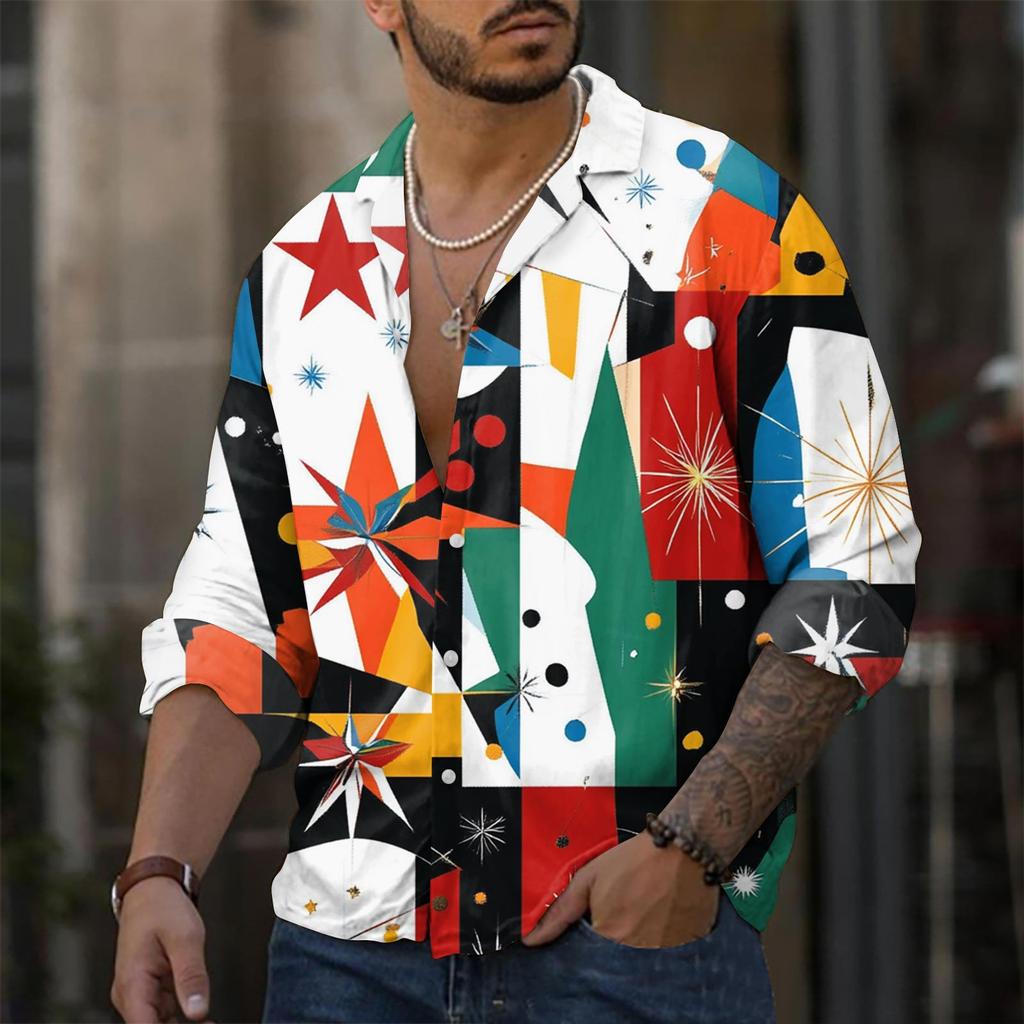 Мужская повседневная свободная рубашка с длинными рукавами, модная рубашка с лацканами, топ