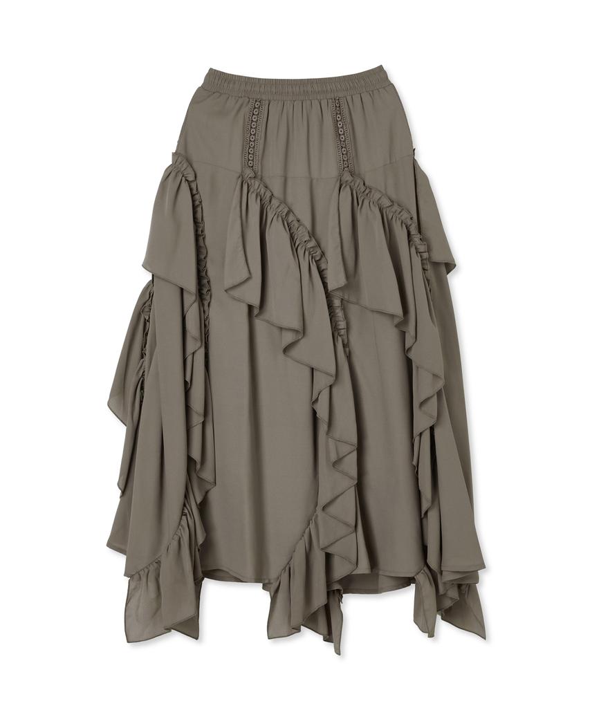 Юбка Penfield Boho Chic с диагональной оборкой Коричневая_Fs2Ws89F