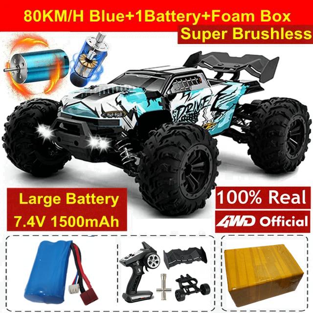 Новый высокоскоростной гоночный внедорожник 4WD RC Car 50 км/ч или 80 км/ч Супер бесщеточный высокоскоростной радио 4x4 Off Road Super Fast Drift Racing RC Truck Vehicle