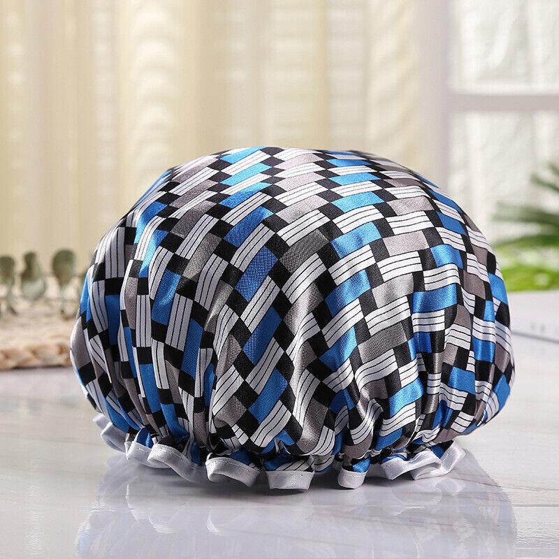 Большая двухслойная толстая водонепроницаемая шапочка для душа, женская шапочка для ванны, многоразовая 1 шт.