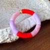 New Splicing Bamboo Tube Acrylic Round Bangles for Women Men Fashion Smuding Geometric Bracelets Elastic Bangle Couple Jewelry X