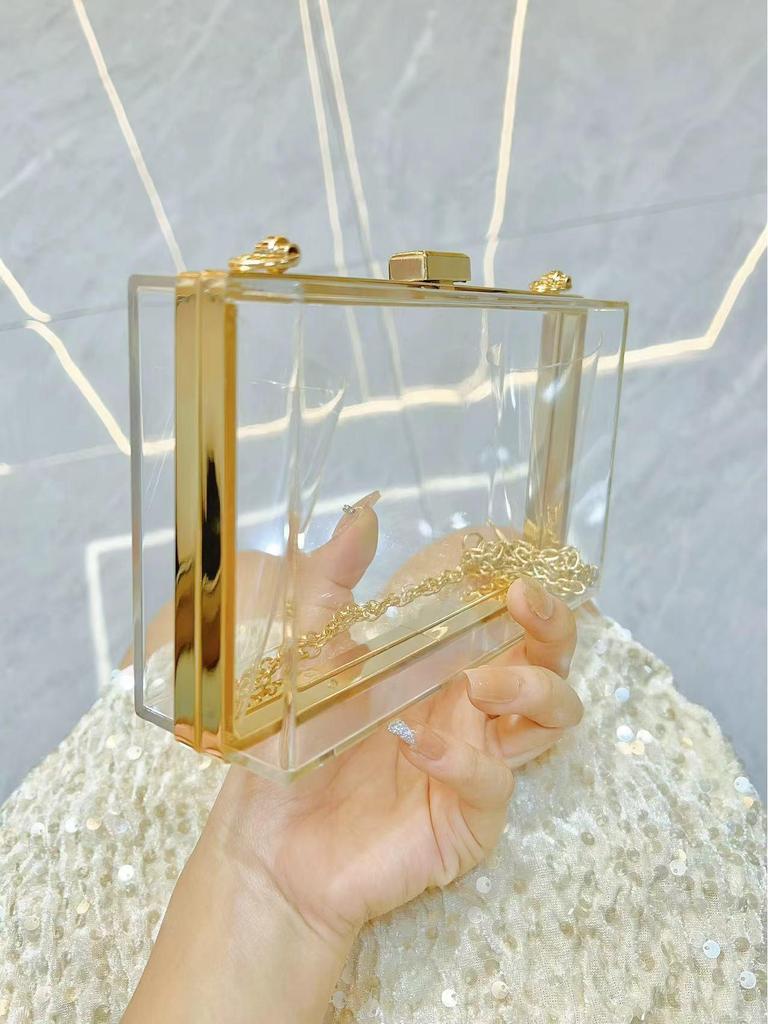 Transparent Acrylic Crossbody Chain Bag - Women's Evening Jelly Handbag