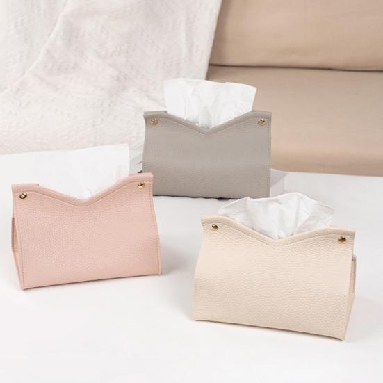 Tissue Box, Easy Open Waterproof PVC Leather Design, Simple Style Durable Anti-Crack Tissue Dispenser for Home Car Use