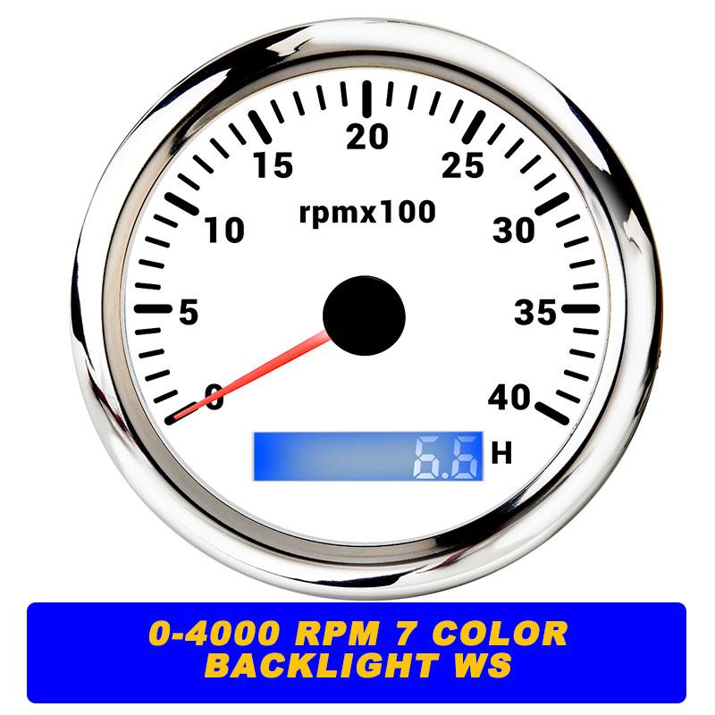 New 7 Color Backlight 85mm Tachometer Gauge For Marine Boat Car Truck 9-32V LCD 3K~8K RPM Tacho Digital Hour Meter