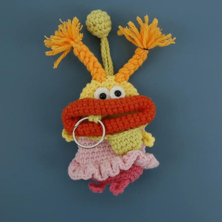 Забавные вязаные крючком брелоки Вязание Милая кукла с сосисочным ртом Держатель для ключей Полезная вязаная сумка для хранения Брелоки для автомобильных ключей Оптовая торговля