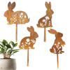 Металлические садовые колышки в виде кроликов, набор силуэтов пасхальных кроликов, декор для сада, двора, фигурка кролика, вставка в цветочный горшок, газон