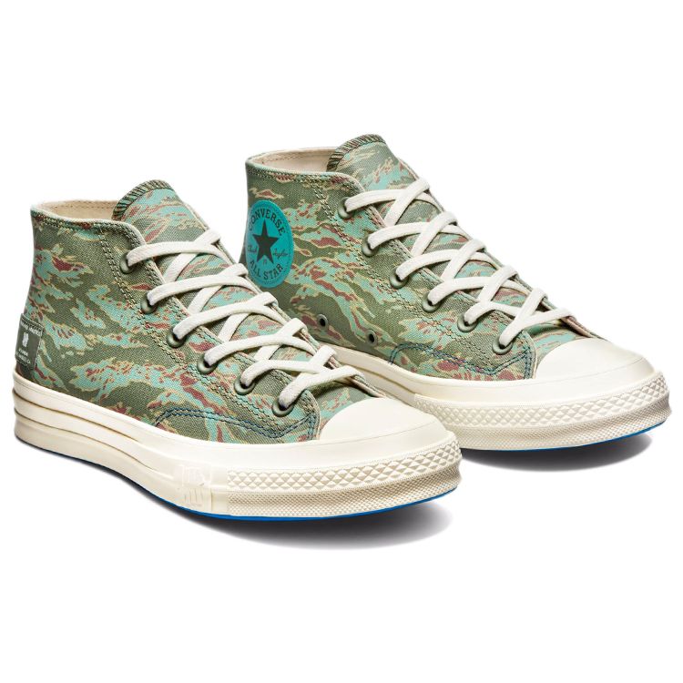 Непобедимый x Converse Half Chuck 70 Mid Принт Тигровый Камуфляж Унисекс Кроссовки Зеленый Морской Бриз Ископаемый 172397C