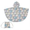 Kids' Rain Poncho, 90cm, Kukka Hippo Hedgehog Design with Reflective Tape, Hippopotamus-Shaped Backpack with Storage Bag, 83362