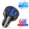 Быстрое автомобильное зарядное устройство мощностью 66 Вт со светодиодным дисплеем напряжения - 4 порта USB QC 3.0 интеллектуальное многофункциональное автомобильное зарядное устройство для телефонов с цифровым дисплеем