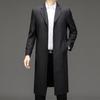 Ветровка с воротником для костюма среднего возраста, мужская, осенне-зимняя, большого размера, деловая, повседневная, длинное пальто, одежда для папы, мужское шерстяное пальто