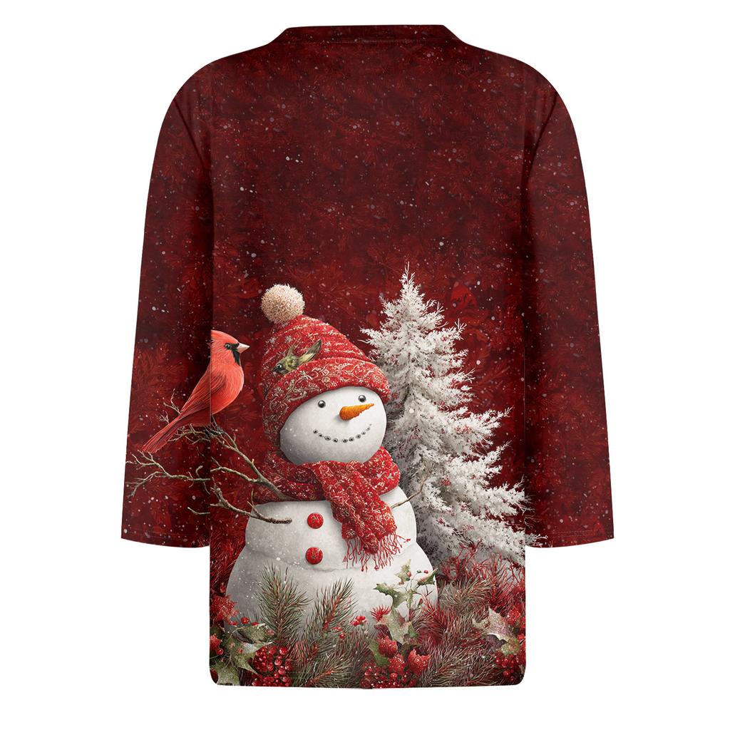 Рубашки с рукавом 3/4 для женщин, футболки с принтом, блузки, повседневные базовые топы больших размеров, пуловеры