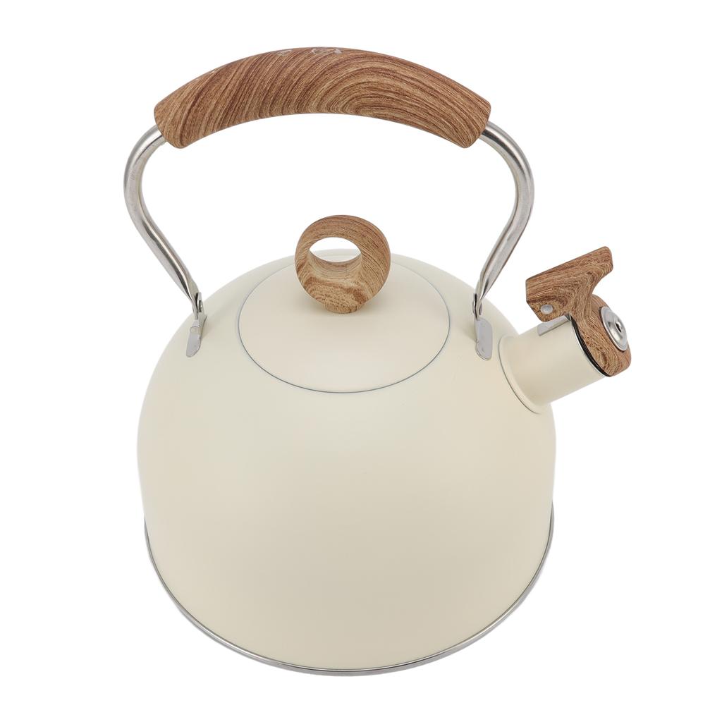 2.5 Liter Whistling Tea Kettle Stainless Steel Teapot with Handle for Electric Stove Gas Stove Beige