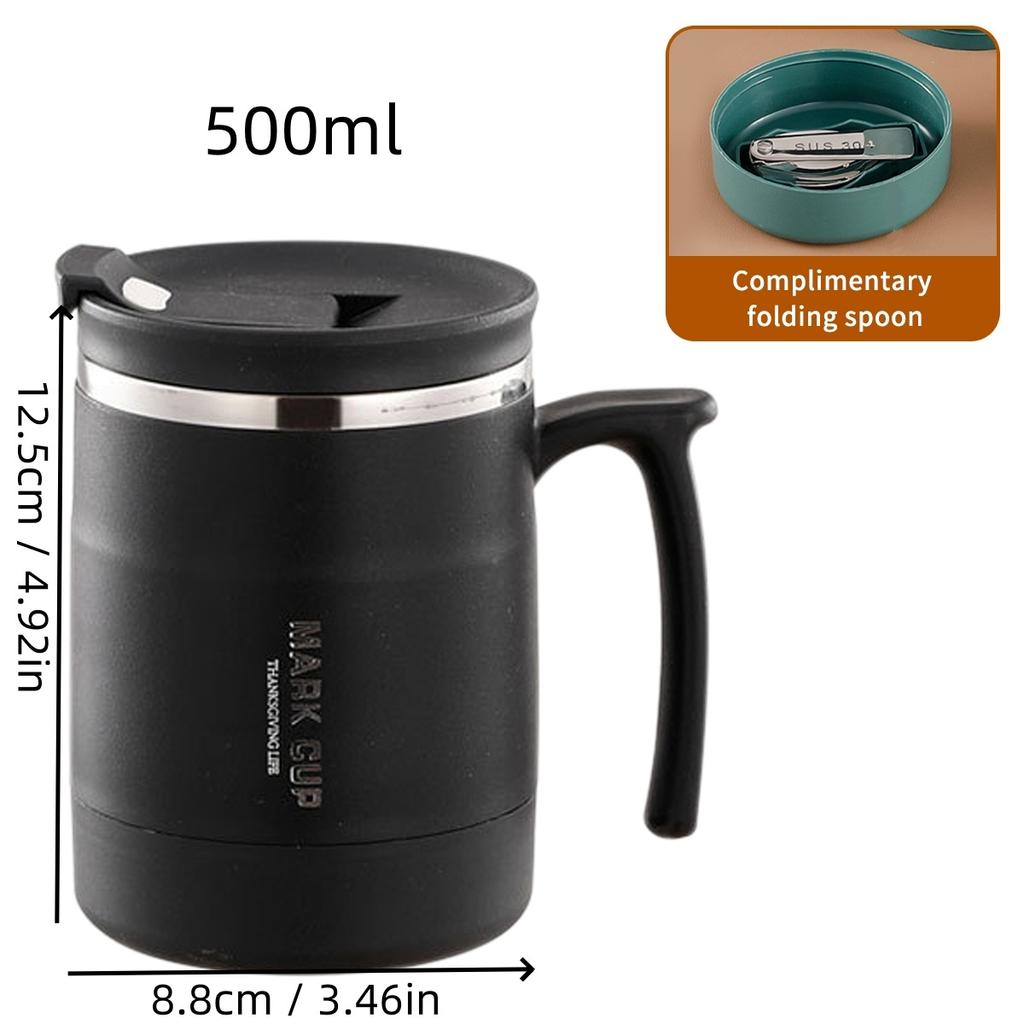 Thermal Cup 304 Stainless Steel Double-layer Insulated Coffee Mug With Spoon Portable Leak Proof Wter Cup For Student Adult