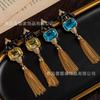 25 New High-end Tassel Earrings With Feel Light Luxury Exaggerated Gemstone Cheetah Long Vintage