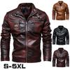 Мотоциклетный стиль Зима Осень Мужская Высокое качество Плюс Бархатное Утепление Теплая Кожаная Куртка Мужская Деловая Модная Куртка Повседневная Кожаная Куртка из ПУ