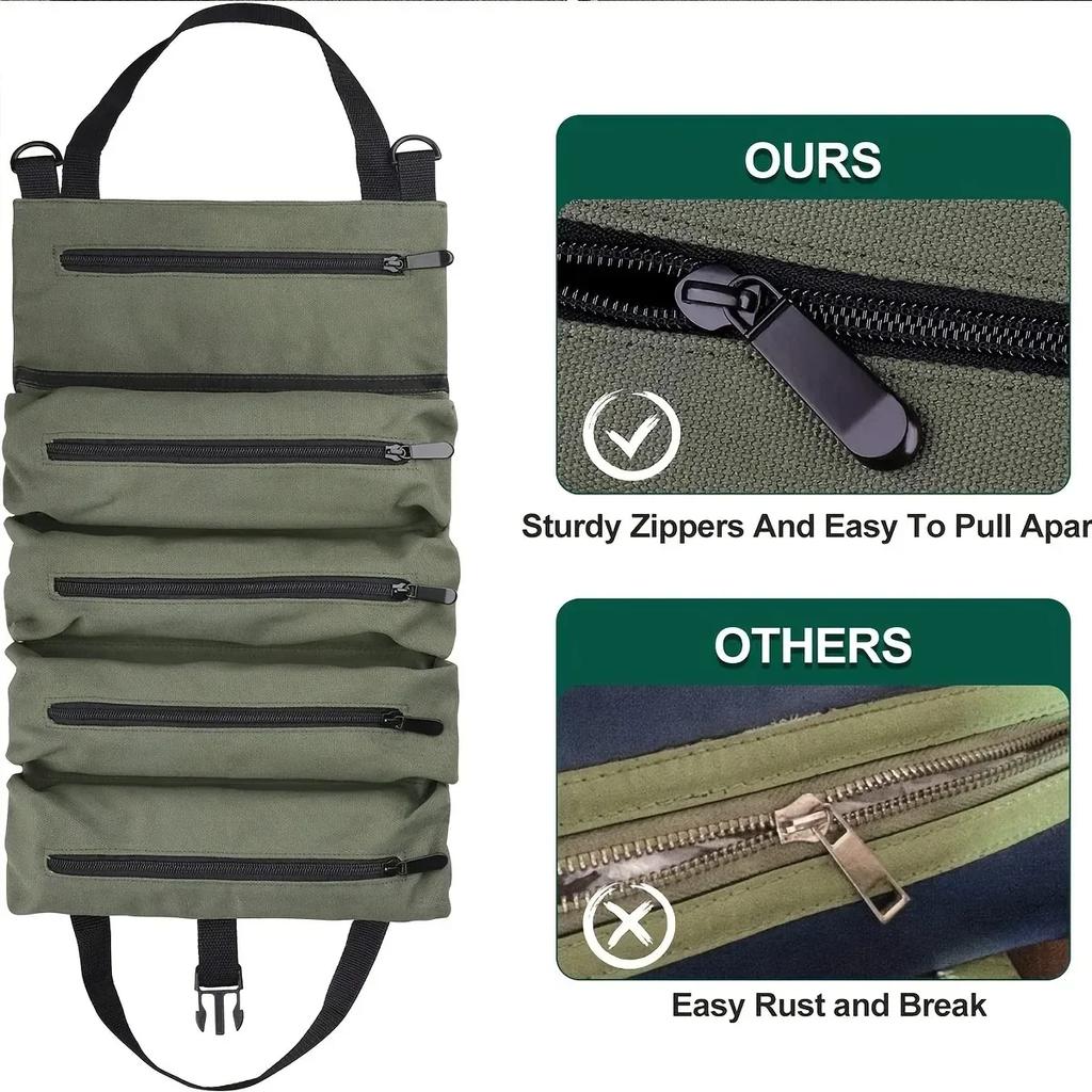 Рулон инструментов, многофункциональная свернутая сумка для инструментов, рулон гаечных ключей, холщовое ведро-органайзер для инструментов, автомобильная аптечка в рулоне, чехол для хранения