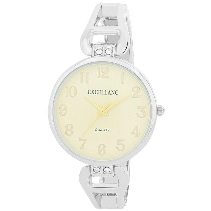 Montre - EXCELLANC - Excellanc Femme Argent Métal - Boîtier 33 mm - Bracelet jonc métal 15 mm - Quartz Japan PC21