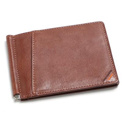 Кожаный кошелек Leather Craftsman Dualline с зажимом для денег, карманом, из тонкой натуральной кожи Tochigi, с внешним карманом, ножницы для купюр DU016 BR для мужчин