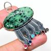 Ruby In Zoisite, Diopside Ethnic 925 Silver Jewelry Pendant 2.36" A5f13