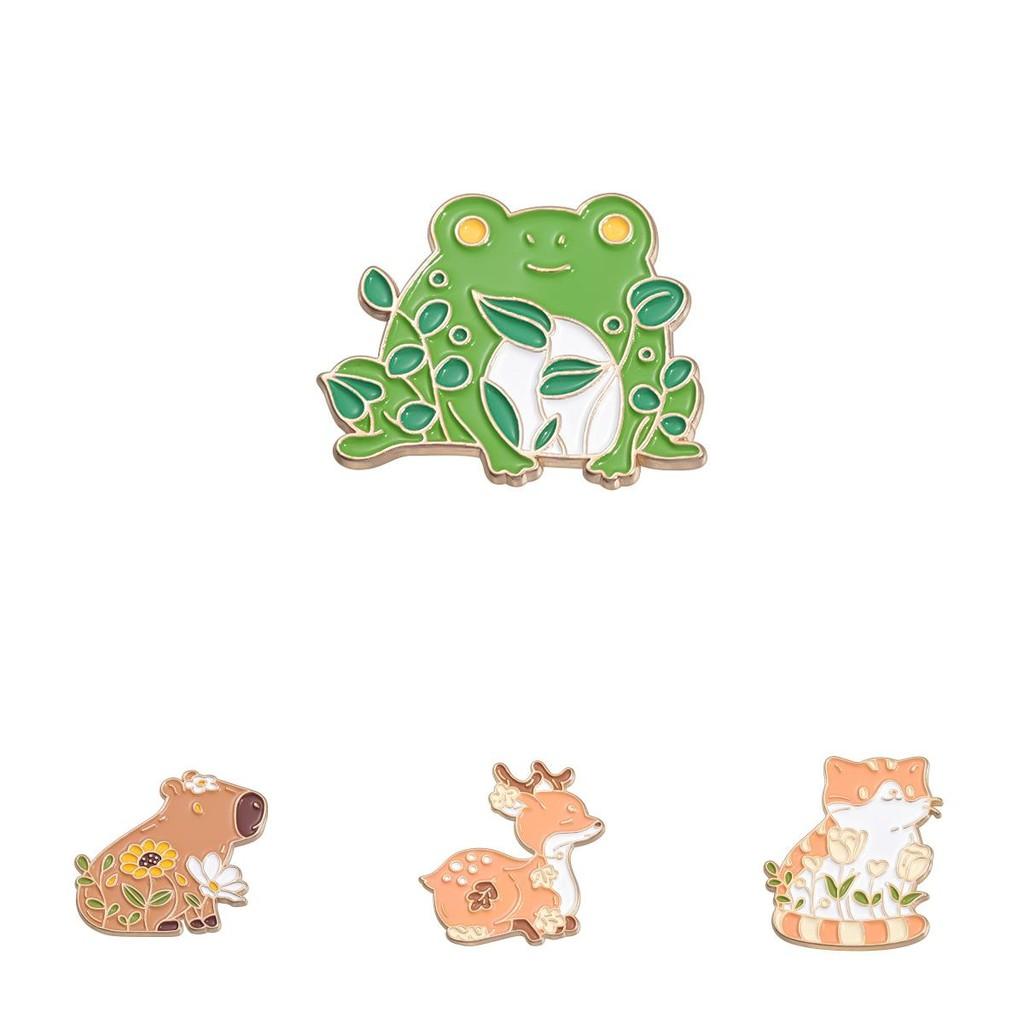 Creative Cartoon Animal Floral Metal Brooch Adorable Gift For Students And Adults