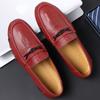 2024 Красная модная мужская кожаная повседневная обувь весна-лето новый горячий тренд легкие мужские мокасины из крокодиловой кожи обувь для вождения