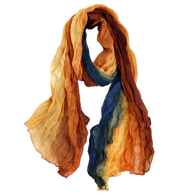 Trendy Gradient Cotton-Linen-Silk Scarf/Shawl for Women - Sun Protection & Dual-Use for All Seasons