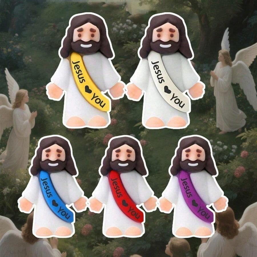 5/10 шт. Мини-кукла Иисуса, Иисус любит тебя, Игрушки Иисуса, Маленькая кукла Иисуса, Прятки, Сувениры для воскресной вечеринки, Подарки, Случайные цвета, Миниатюрный Иисус, Христианские игрушки