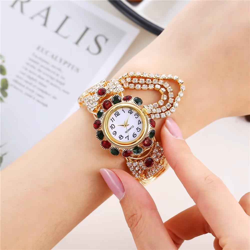 Women Shine Bracelet Watch Luxury Elegant Rose Gold Stainless Steel Wristwatch Girl Lady Rhinestone Clock Montre Female