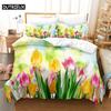 Тюльпаны Комплект пододеяльника Двуспальный 200x200см 3D Цветочный Пододеяльник 220x240 Кинг Постельное белье Полуторный Размер 3шт 2шт Односпальный 140x210