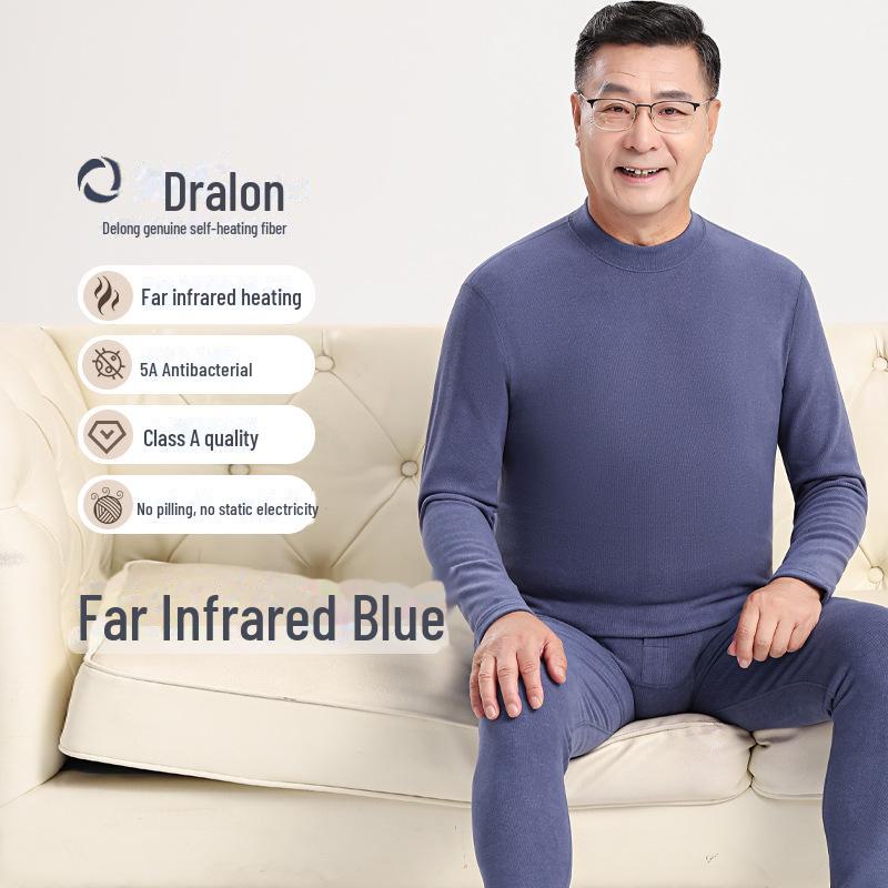 Мужской термобелье из немецкого бархата: Антибактериальный, с круглым вырезом, большого размера, идеально подходит для людей среднего и пожилого возраста