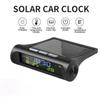 Solar Car Clock Wtih LCD Time Date In-Car Temperature Display Auto Interior Accessories Car Part