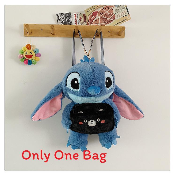 Soft Girls Cartoon Plush Backpack With Zipper Closure For Travel Casual