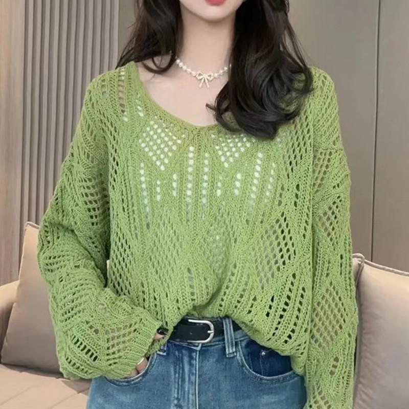 Женский летний ажурный однотонный повседневный халат с защитой от солнца