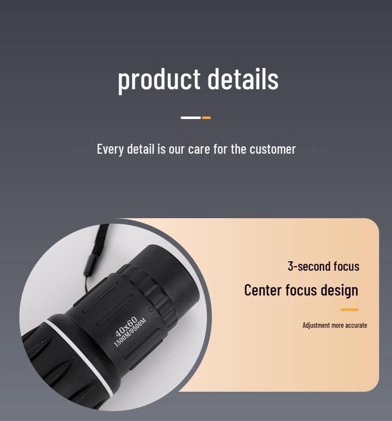 High-Power 40X60 Monocular Telescope - HD, Night Vision, Wide Angle, Handheld