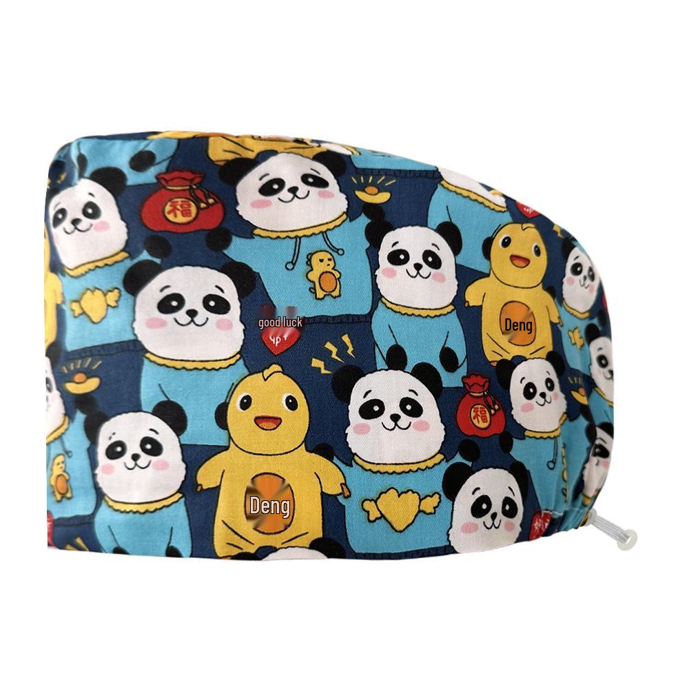 Хирургическая шапочка на кнопках с цветочным принтом для медсестер и врачей