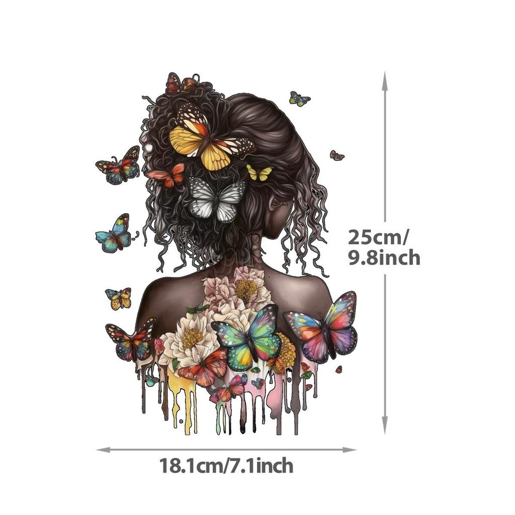 Черная женщина Бабочка Термопереводная наклейка Печать на футболках Наклейки на одежду Толстовки Сделай сам Термопресс Аппликация Утюгом Нашивки