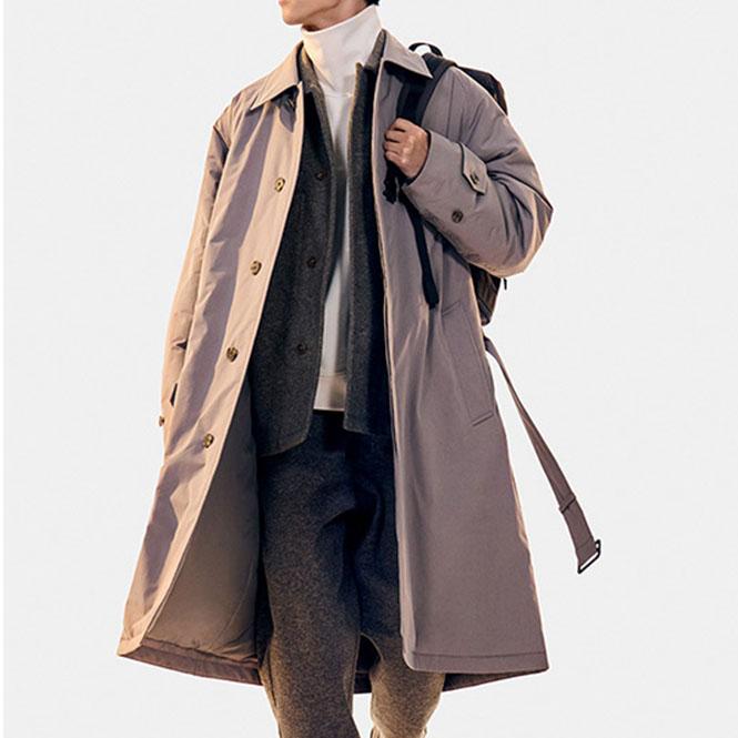 Uniqlo FW23 Серия U Однотонный Многослойный Длинный Плащ-Тренч Унисекс Верхняя одежда Светло-Серый 462853-05