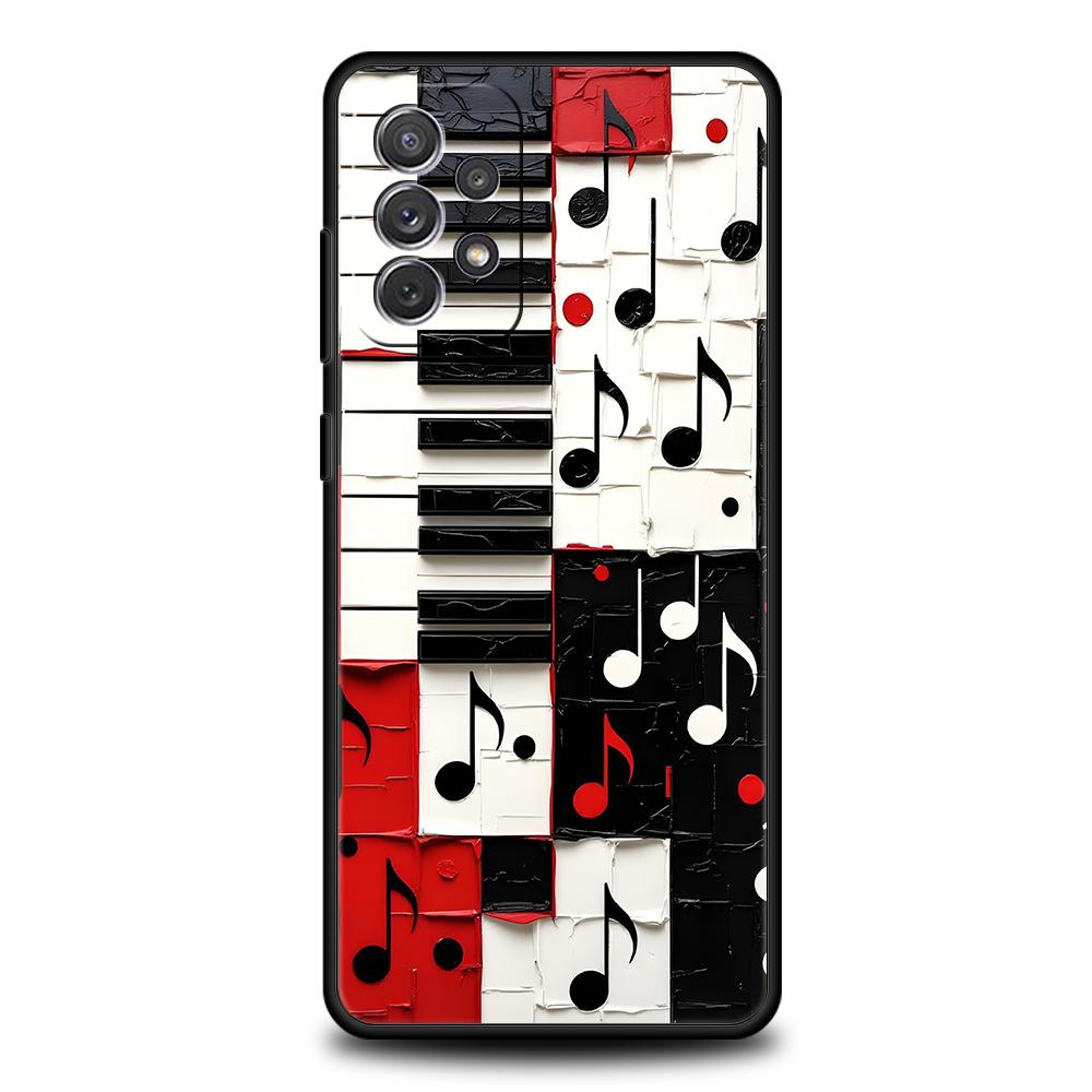 French Piano Keys Simple Phone Case for Samsung Galaxy A73 A55 A53 A51 A35 A33 A32 A25 A23 A22 A15 A13 A17 A07 5G Soft TPU Shell