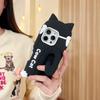 For iPhone 16 Pro Max Silicone Case Cow Cat Tail Kickstand Anti Drop Phone Back Cover