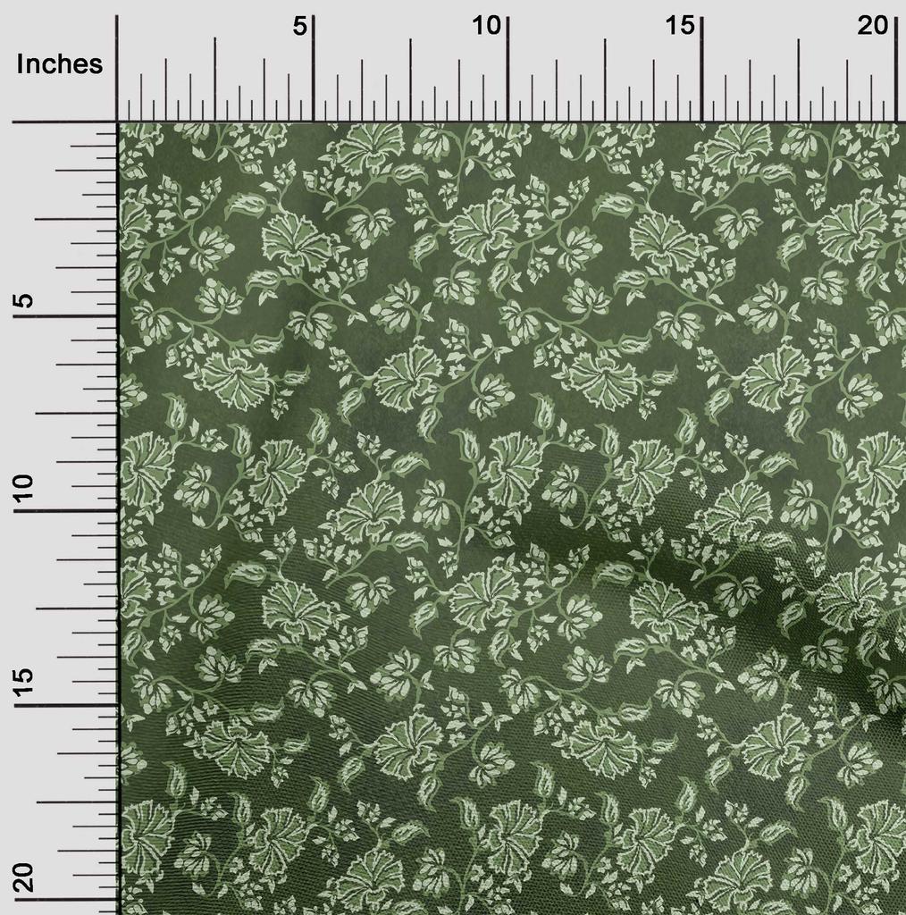 oneOone Cotton Flex Forest Green Fabric Batik Dress Material Fabric Print Fabric By The Yard 40 Inch