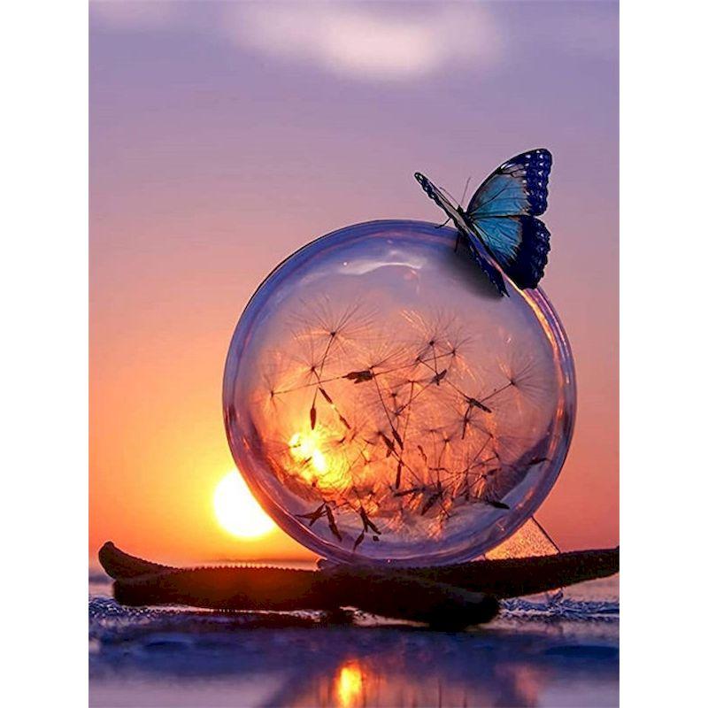 5d Diy Алмазная картина Стеклянная чашка для воды Пейзаж Мозаика Алмазная вышивка Полный квадрат Вышивка крестом Домашний пейзаж Стена