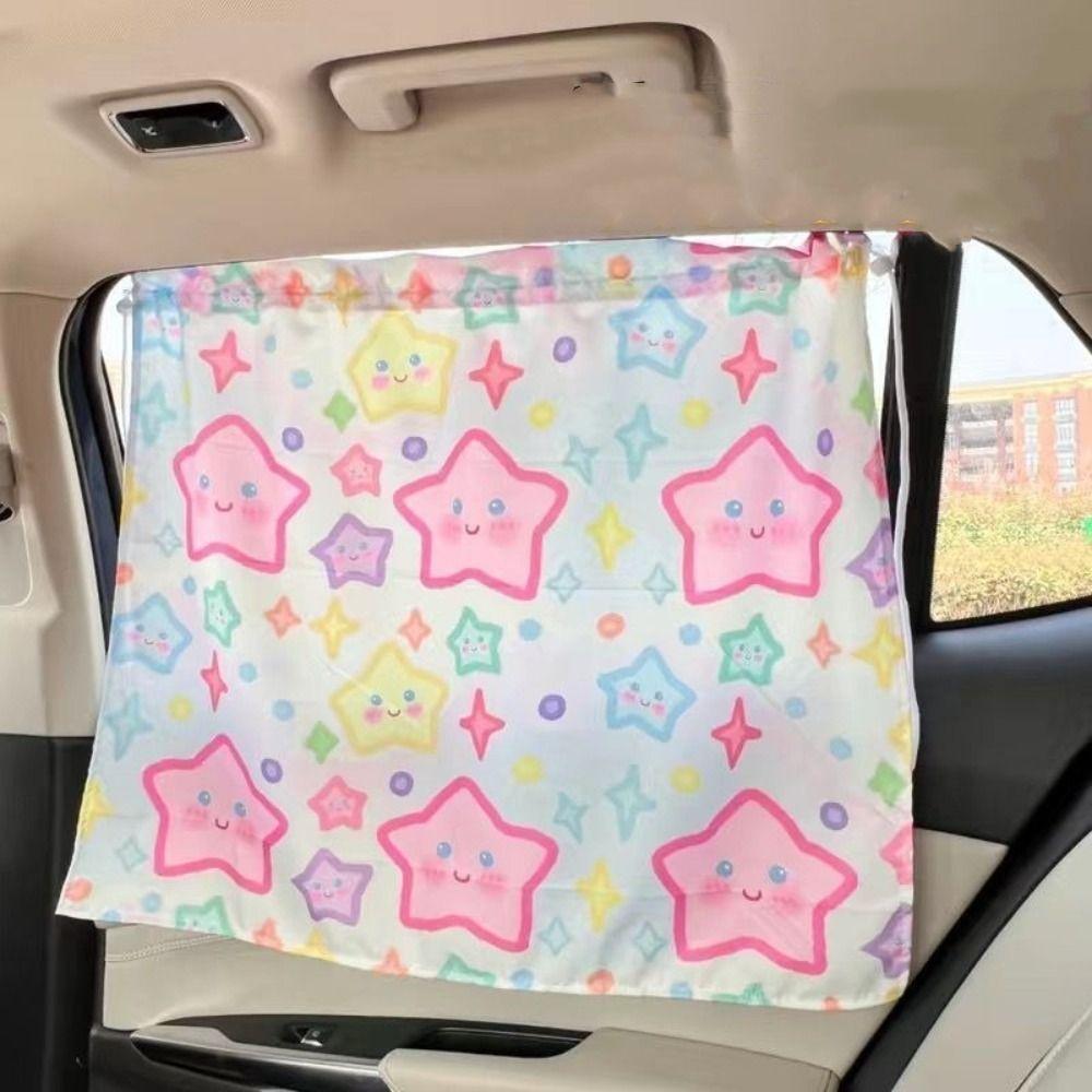 Embroidered Car Window Sunshade Suction Cup Auto Sliding Curtain  For Kid Baby Children