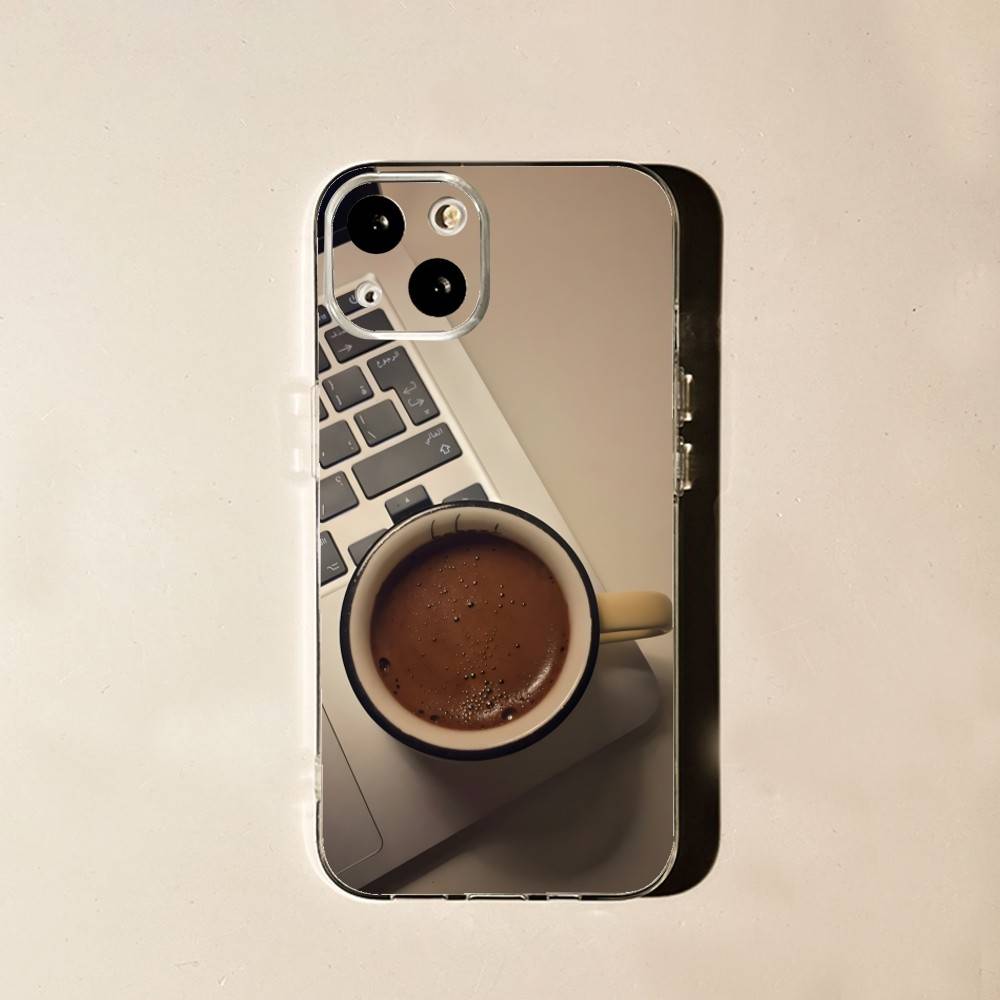 Кофе Латте Айс Браун Для iPhone 17,16,15,14,13,12,11 Pro,Max,Plus,X,XS,XR,SE4,E Mini Прозрачный Чехол для Телефона с Принтом