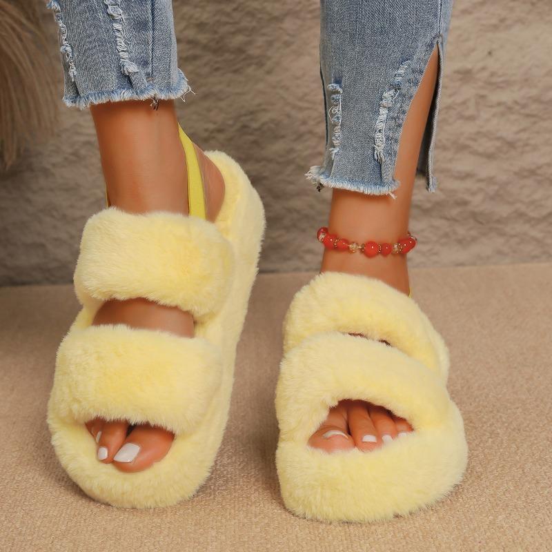 Fashion Women Fluffy Soft Sandals Designer Cozy Fashion Shoes Woman Classical Casual 2025 Winter New Slippers Home Sandalias De Mujer