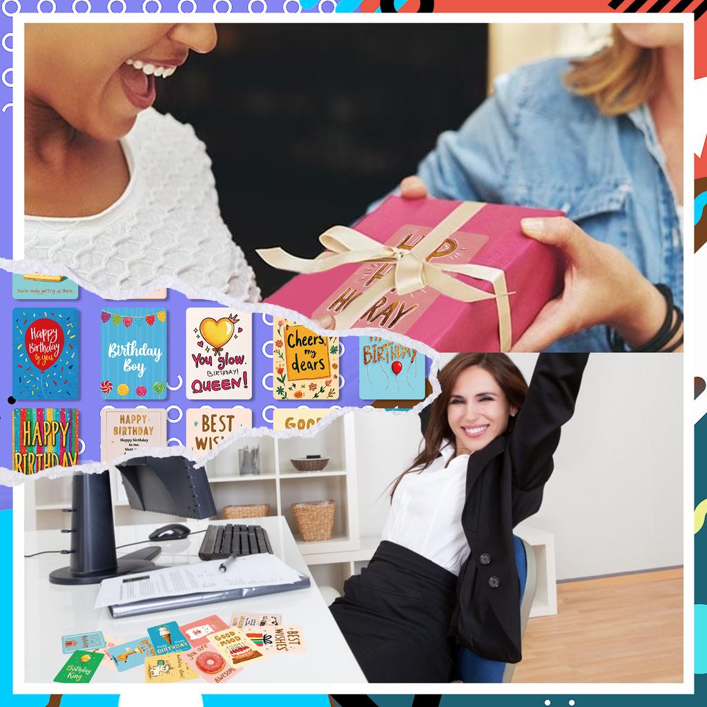 50Pcs English Birthday Cards With Cartoon Text And Writing Space For International Celebrations